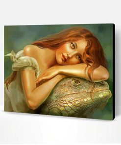 Beautiful Girl And Lizard Paint By Number