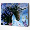 Black Unicorn And Butterflies Paint By Numbers