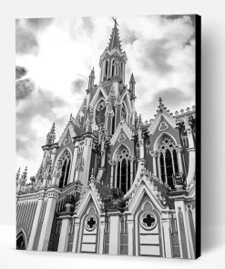 Black And White Ermita Church In Colombia Paint By Number