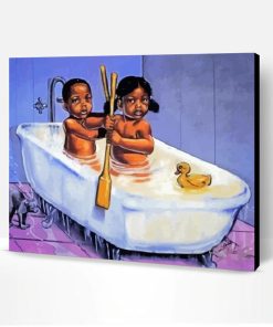 Black Kids Taking A Bath Paint By Number