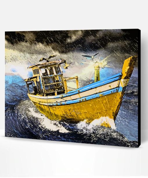 Boat In A Storm Paint By Number