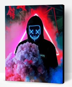 Boy With Neon Mask And Smokes Paint By Numbers