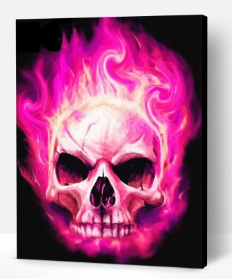 Burning Pink Skull Paint By Number