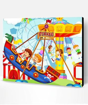 Cartoon Fairground Rides Paint By Numbers