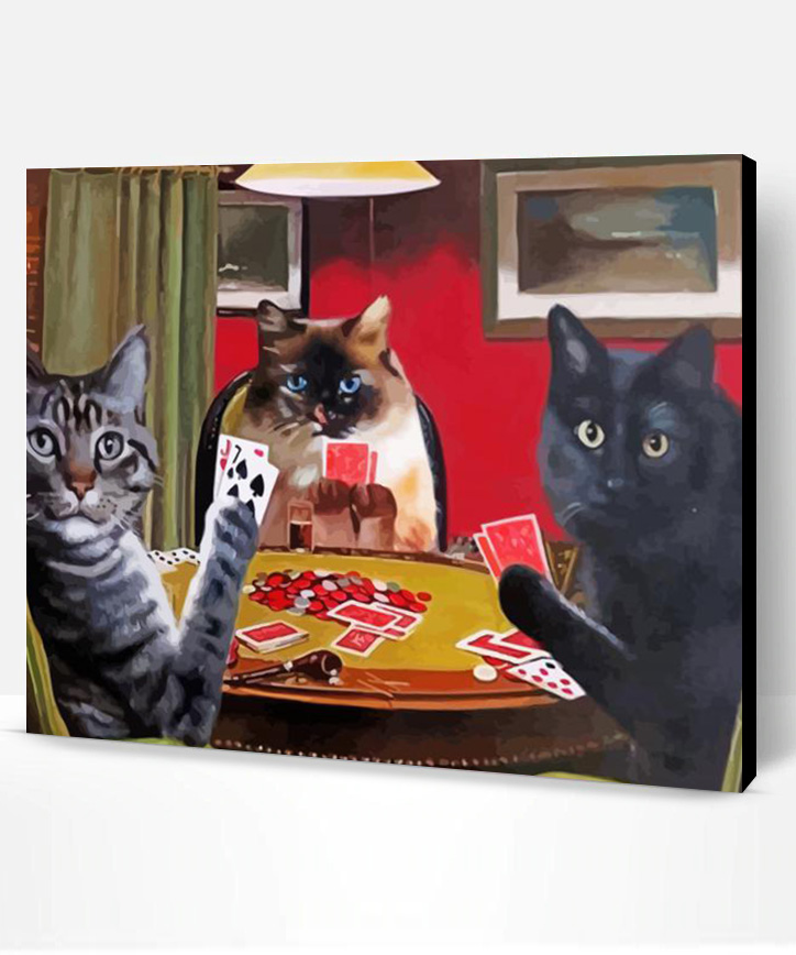 Cats Playing Poker Paint By Numbers - Paint By Numbers PRO