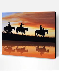 Cowboys And Indians Silhouette Paint By Number