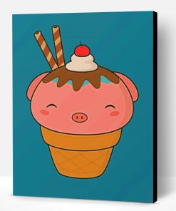 Cute Pig Ice Cream Paint By Numbers
