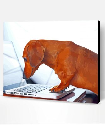 Dachshund Miniature On Laptop Paint By Number