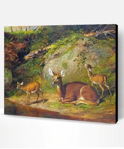 Deer And Cubs Animals Art Paint By Numbers