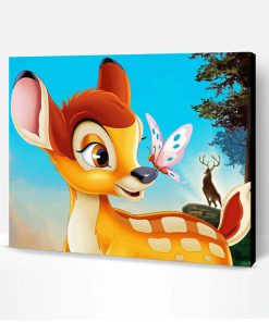 Deer With Butterfly On Nose Cartoon Paint By Number