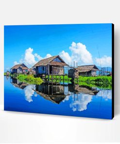 Floating Village Reflection Paint By Number