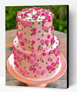 Floral Pink Cake Paint By Number