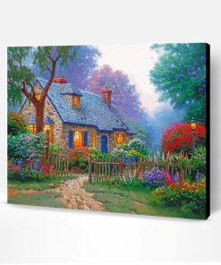 Foxglove Cottage by Thomas Kinkade Paint By Numbers