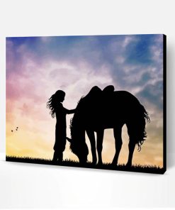 Girl With Her Horse Silhouette Paint By Numbers