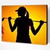 Golf Lady Silhouette At Sunset Paint By Number