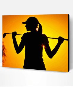 Golf Lady Silhouette At Sunset Paint By Number