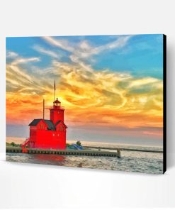 Holland Lighthouse Landscape Paint By Number