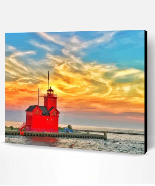 Holland Lighthouse Landscape Paint By Number