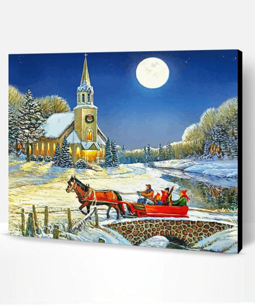 Horse And Sleigh Illustration Paint By Number