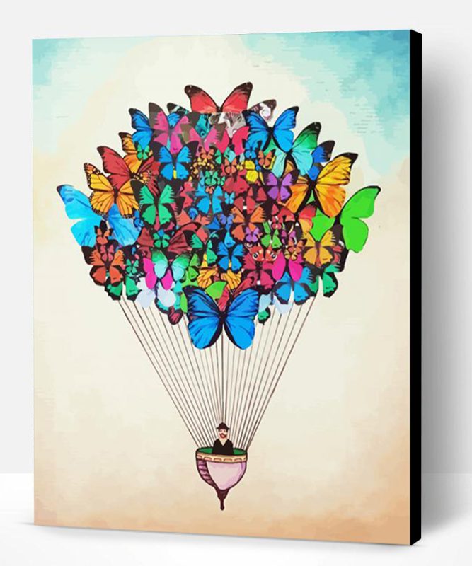 Hot Air Balloon Butterflies Paint By Number