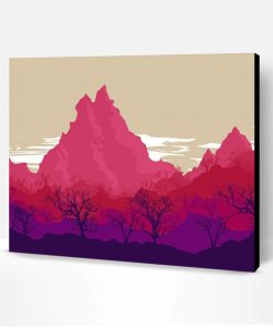 Illustration Pink Mountains Paint By Number