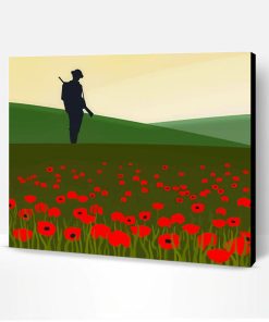 Illustration Soldier In Poppy Field Paint By Number