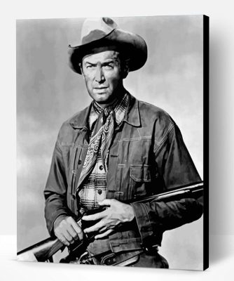 Jimmy Stewart Black And White Cowboy Paint By Number