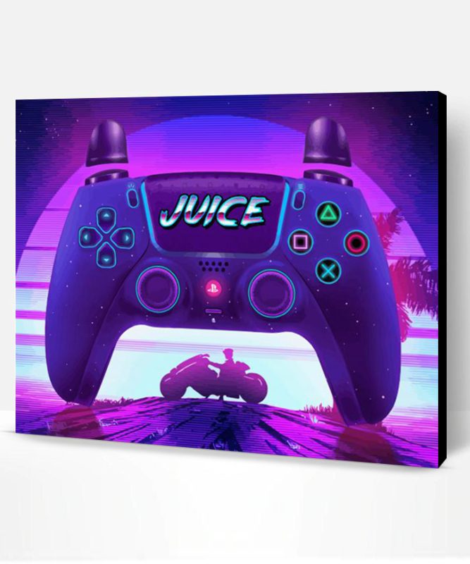 Juice Controller Retro Gaming Neon Paint By Numbers
