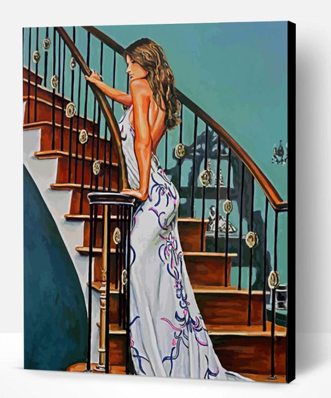 Lady On Stair Paint By Number