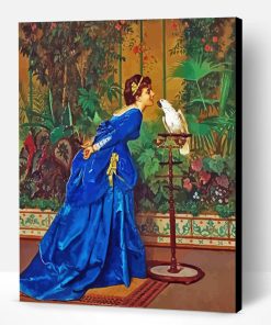 Lady With A Parrot By Auguste Toulmouche Paint By Number