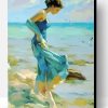 Lady In Blue At The Beach Art Paint By Numbers