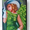 Lady in White Hat And Green Dress Paint By Numbers