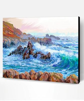 Large Waves On Rocks Art Paint By Number