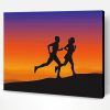 Man And Woman Trail Running Silhouette Paint By Number