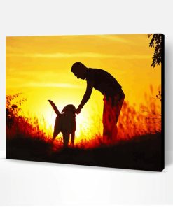 Man And Dog Silhouette Paint By Number