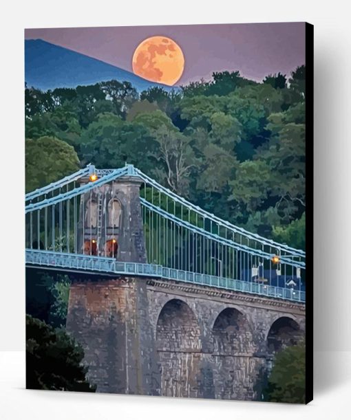 Menai Bridge With Moon View Paint By Numbers