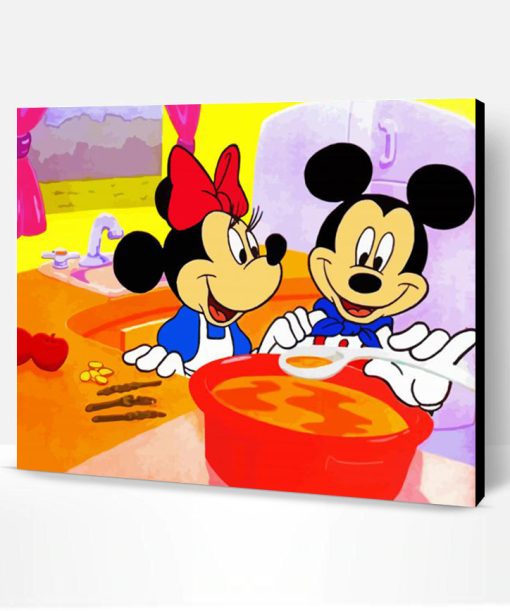 Mickey And Minnie Eating Paint By Numbers