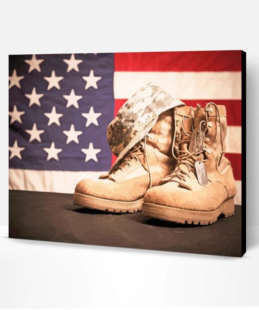 Military Boots Dog Tag Paint By Number