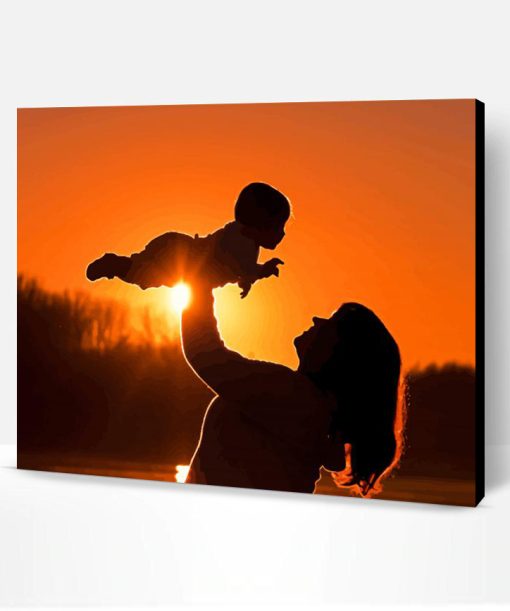 Mother With Baby Boy Silhouette Paint By Number