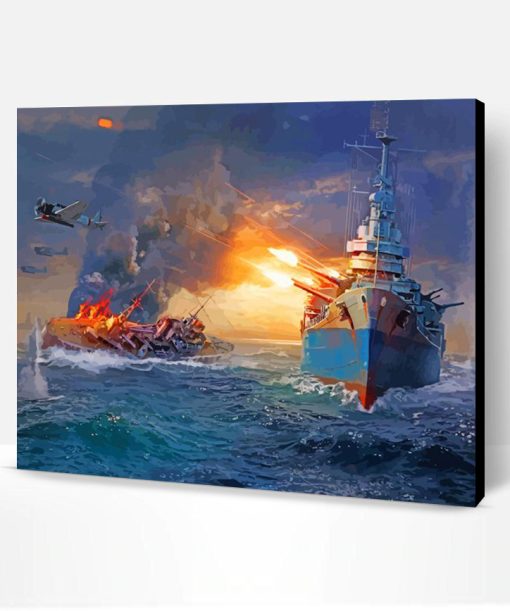 Naval Battle Warships Art Paint By Number