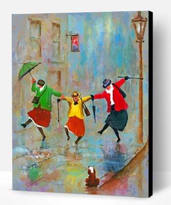 Old Ladies Dancing In The Rain Paint By Number