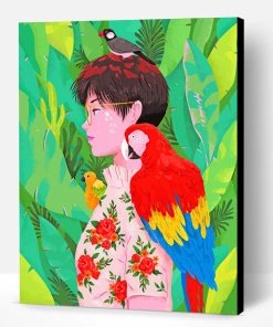 Parrot And Lady Art Paint By Number
