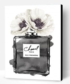 Perfume Bottle Black And White Flower Paint By Number