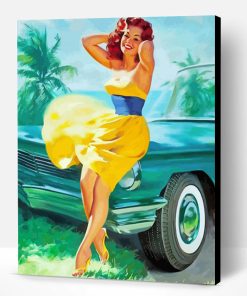 Pin Up Girl in Yellow Dress Paint By Numbers