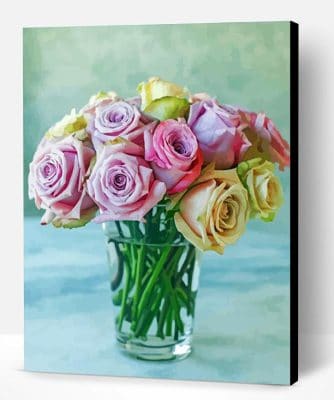 Pink And White Roses In Glass Paint By Number