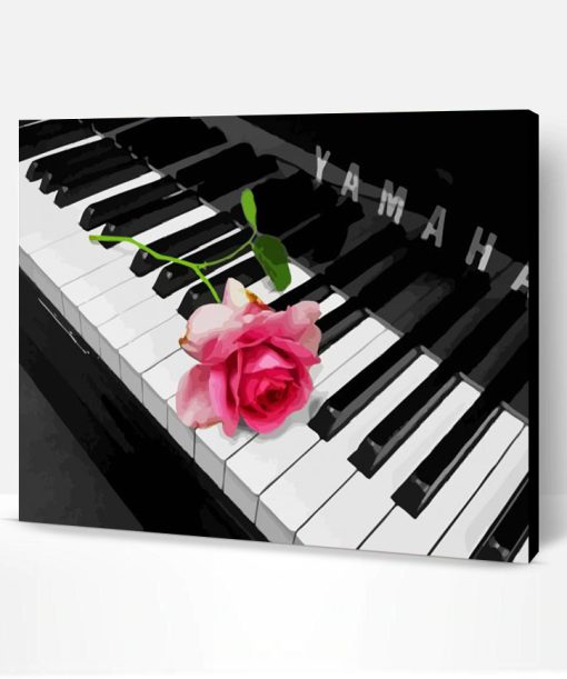 Pink Rose On Piano Paint By Number