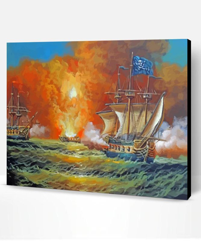 Pirate Ships In Battle Fighting Paint By Number