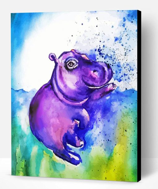 Purple Baby Hippo Paint By Number