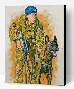 RAAF Soldier With Dog Paint By Numbers