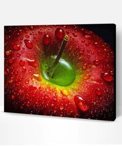 Red Apple With Water Drops Paint By Number